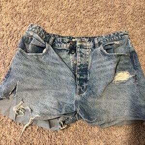 Zara Light Blue Distressed Jean Shorts